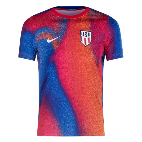 USA pre-match training jersey soccer uniform men's red sportswear football kit top shirt 2024 Copa America 